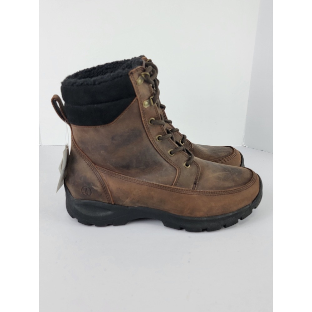 Lands End Winter Boots Mens 9EE Brown Leather Waterproof Thermolite Insulated